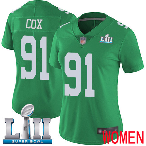 Women Philadelphia Eagles #91 Fletcher Cox Limited Green Rush Vapor Untouchable NFL Jersey Super Bowl LII